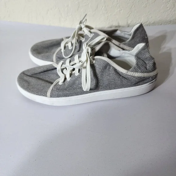OluKai Pehuea Li Grey Mesh Lace Up Drop-In Heel Sneakers Womens 8.5 20379-20WS - Picture 2 of 8